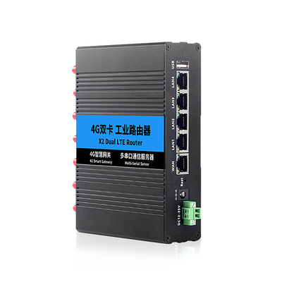 स्थिर X2 डुअल सिम गेटवे 4G वाईफाई राउटर RS232 RS485 औद्योगिक राउटर